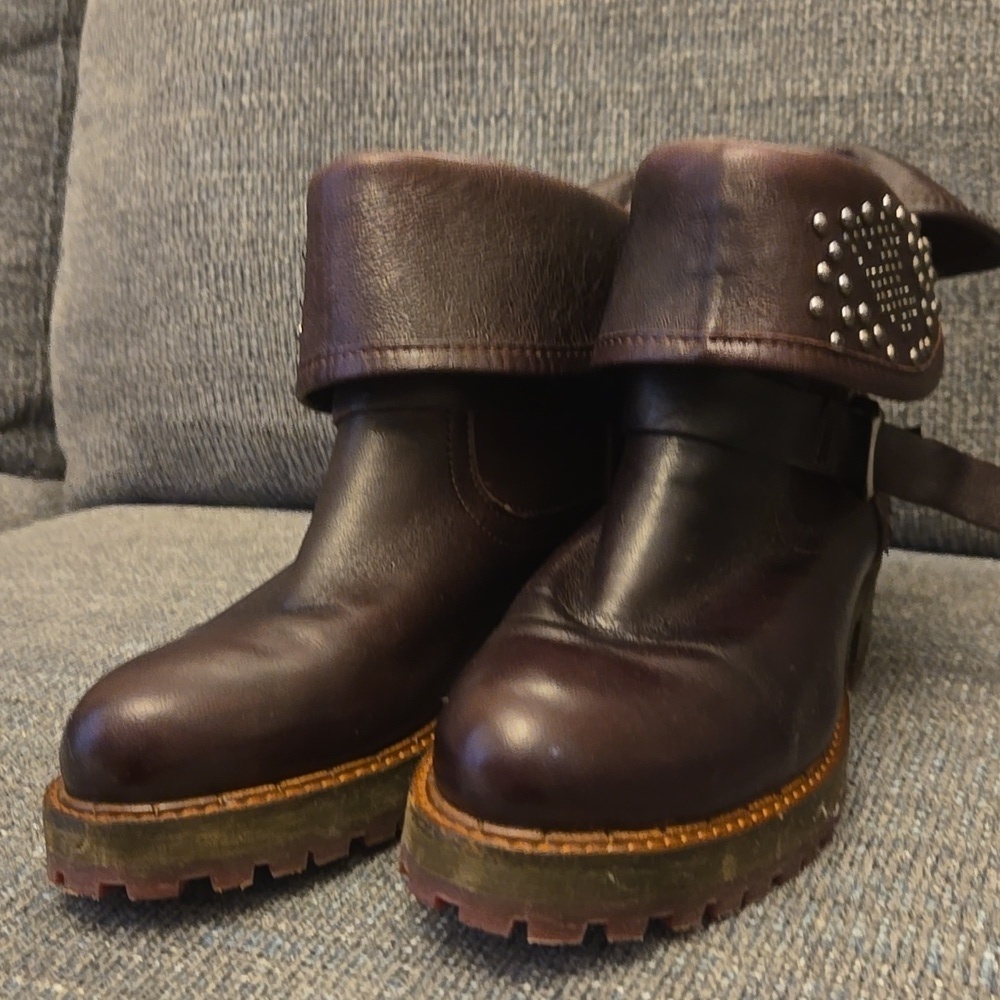 Felmini Burgundy Leather Ankle Booties-Size 39 8.5 - Picture 2 of 12